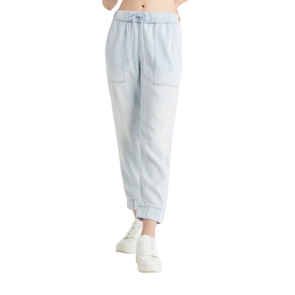 Devoted Light Wash Linen Tencel Jogger Lounge Pants. SMALL. New With Tags. - Picture 1 of 8